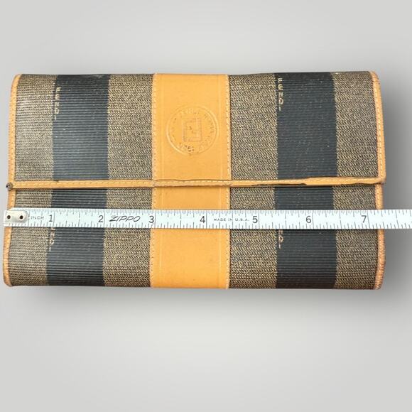 Vintage Fendi Pequin Stripe Canvas & Leather Wallet - Picture 16 of 16
